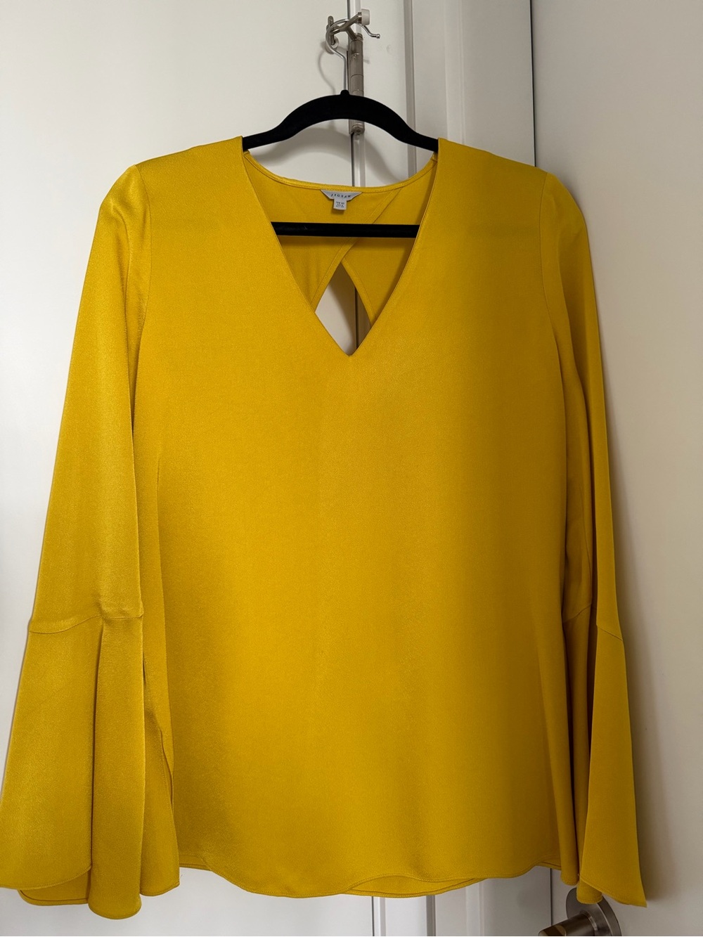 Jigsaw Mustard Yellow V-Neck Bell Sleeve Blouse